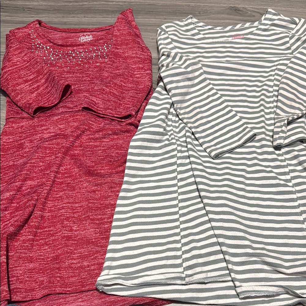 Faded Glory Red Long Sleeve Crew Neck Casual Dress**